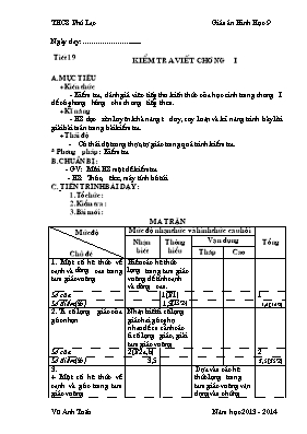 Kiểm tra viết Chương I Hình học 9